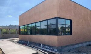 The exterior of the River Studio in a near-complete state.