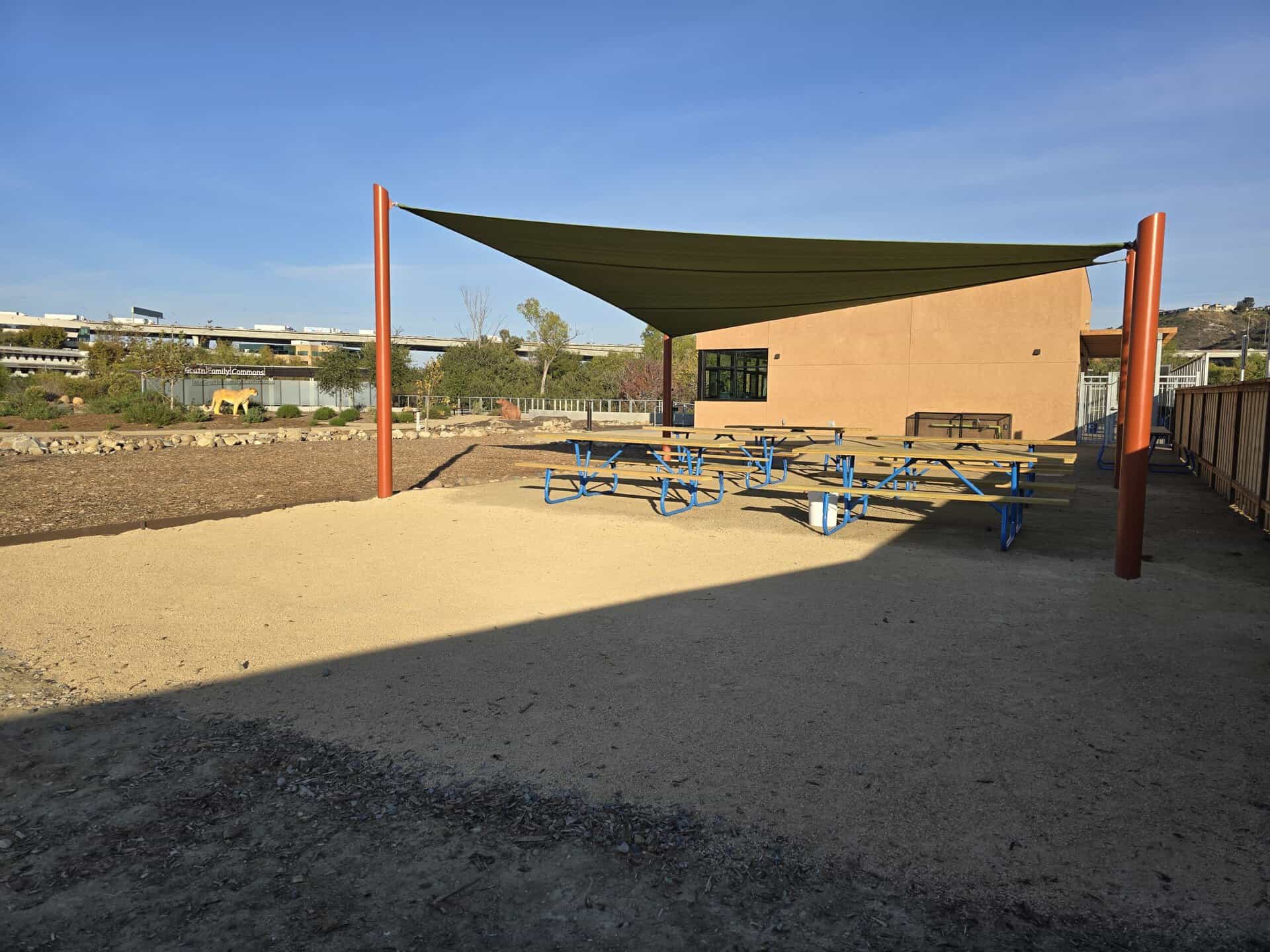 Willow Arcade area with removable picnic tables.