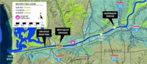map of the West Valley Crossing and San Diego River Trail in Mission Valley