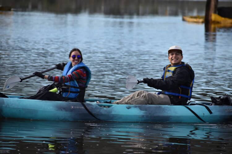 kayakers at cleanup