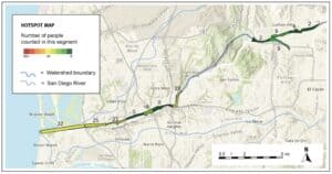 map of homeless census and the river